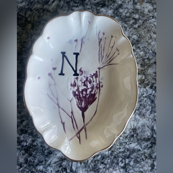 Anthropologie Floral Monogrammed Trinket Dish - Picture 5 of 5